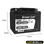 GreenCell CUBE AGM IP54 12V 40Ah VRLA akkumulátor Gel Deep Cycle robogókhoz fűnyírókhoz hajókhoz - GreenCell