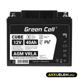 GreenCell CUBE AGM IP54 12V 40Ah VRLA akkumulátor Gel Deep Cycle robogókhoz fűnyírókhoz hajókhoz - GreenCell