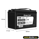 GreenCell CUBE AGM IP54 12V 90Ah VRLA akkumulátor Gel Deep Cycle robogókhoz fűnyírókhoz hajókhoz - GreenCell
