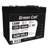 GreenCell CUBE AGM IP54 12V 55Ah VRLA akkumulátor Gel Deep Cycle robogókhoz fűnyírókhoz hajókhoz - GreenCell