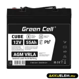 GreenCell CUBE AGM IP54 12V 55Ah VRLA akkumulátor Gel Deep Cycle robogókhoz fűnyírókhoz hajókhoz - GreenCell