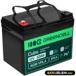 GreenCell Cube AGM VRLA IP54 12V 33Ah akkumulátor fűnyírókhoz robogókhoz hajókhoz - GreenCell