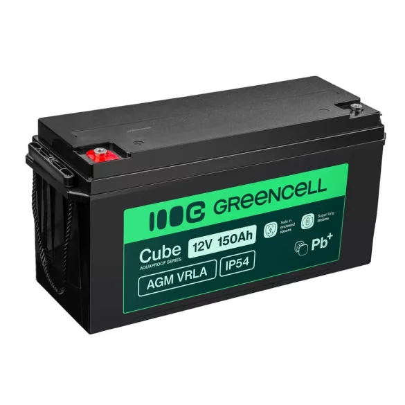 GreenCell Cube AGM VRLA IP54 12V 150Ah akkumulátor napelemes rendszerekhez hajókhoz - GreenCell