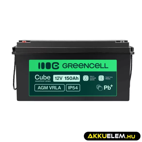 GreenCell Cube AGM VRLA IP54 12V 150Ah akkumulátor napelemes rendszerekhez hajókhoz - GreenCell