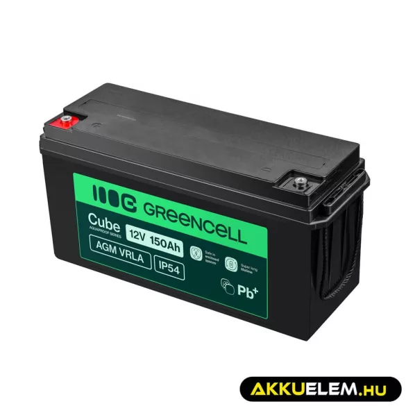 GreenCell Cube AGM VRLA IP54 12V 150Ah akkumulátor napelemes rendszerekhez hajókhoz - GreenCell