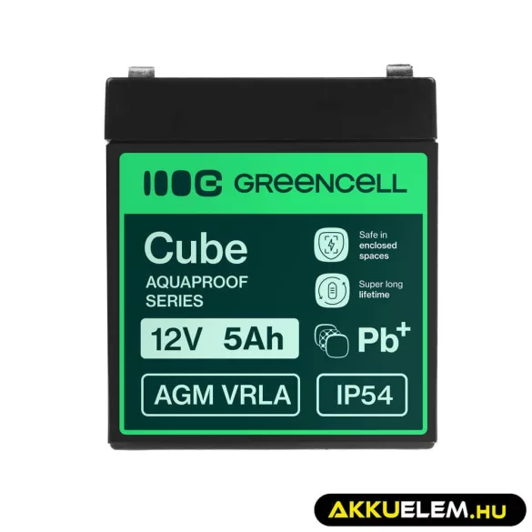 GreenCell AGM VRLA 12V 5Ah akkumulátor (91x70x102mm) - GreenCell