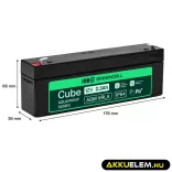 GreenCell AGM VRLA 12V 2.5Ah akkumulátor (178x36x66mm) - GreenCell