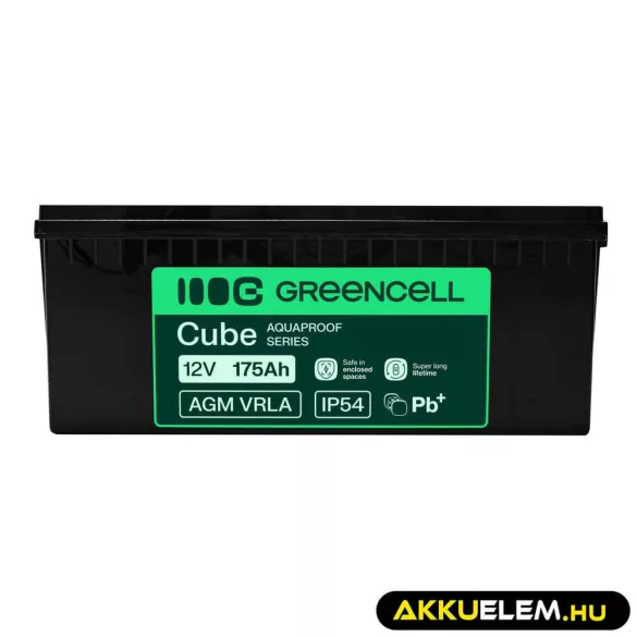 GreenCell AGM VRLA 12V 175Ah akkumulátor hajókhoz napelemes rendszerekhez (532x207x220mm) - GreenCell