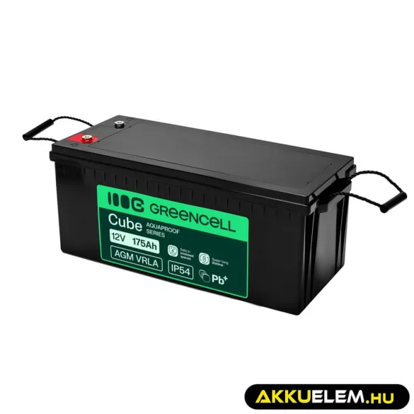 GreenCell AGM VRLA 12V 175Ah akkumulátor hajókhoz napelemes rendszerekhez (532x207x220mm) - GreenCell