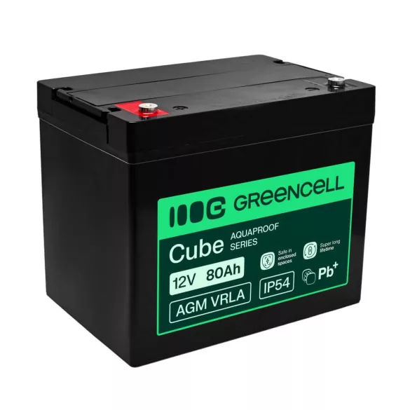 GreenCell AGM VRLA 12V 80Ah akkumulátor UPS-ekhez lakóautókhoz (260x168x216mm) - GreenCell
