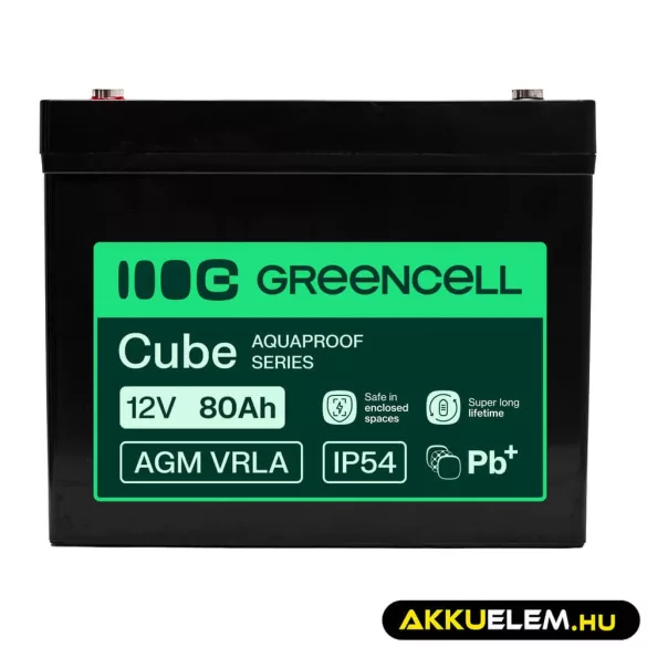 GreenCell AGM VRLA 12V 80Ah akkumulátor UPS-ekhez lakóautókhoz (260x168x216mm) - GreenCell