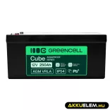 GreenCell AGM VRLA 12V 250Ah akkumulátor hajókhoz napelemes rendszerekhez (520x268x225mm) - GreenCell