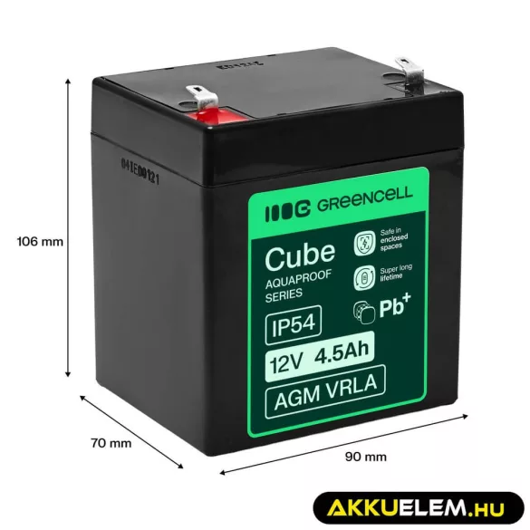 GreenCell AGM VRLA 12V 4.5Ah akkumulátor (90x70x106mm) - GreenCell