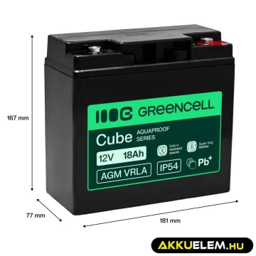   GreenCell AGM VRLA 12V 18Ah akkumulátor (181x77x167mm) - GreenCell