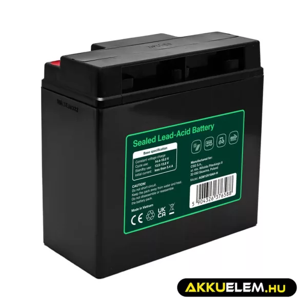 GreenCell AGM VRLA 12V 18Ah akkumulátor (181x77x167mm) - GreenCell