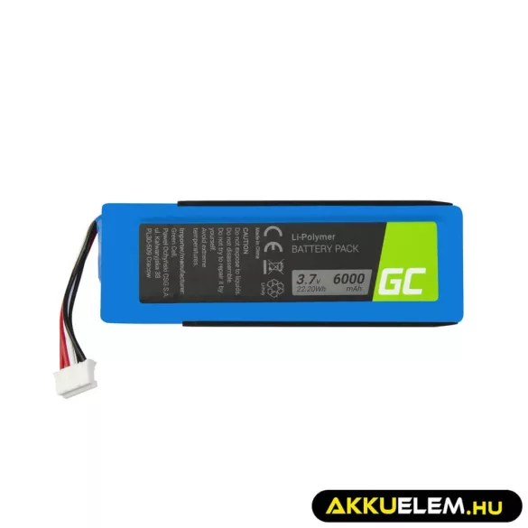 Utángyártott akkumulátor GSP1029102 MLP912995-2P Bluetooth hangszóróhoz JBL Charge 2 Charge 2 Plus Charge 2+ Li-Polymer 3.7V 6000mAh - GreenCell