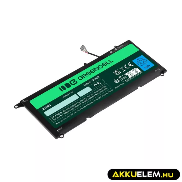 Utángyártott 90V7W JD25G laptop akkumulátor Dell XPS 13 9343 9350 P54G - GreenCell