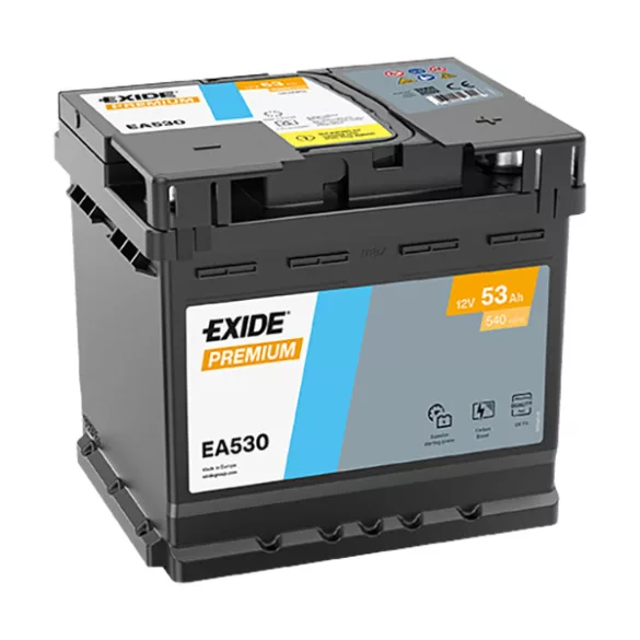 53Ah EXIDE Premium EA530 autó akkumulátor JOBB+