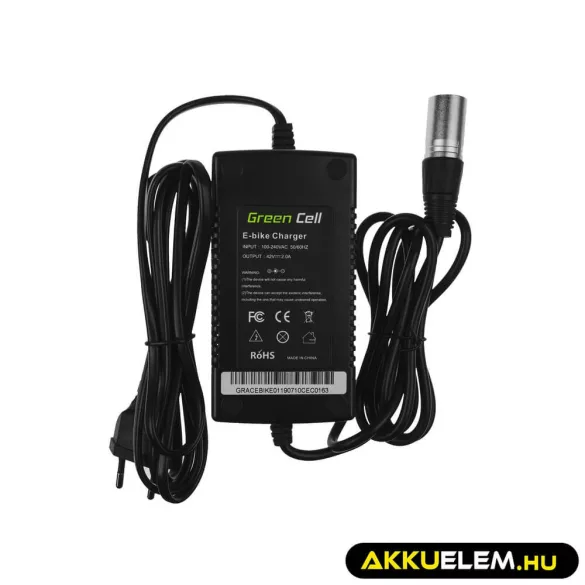 Utángyártott elektromos kerékpár akkumulátor töltő 42V 2A (XLR 3 PIN) E-BIKE 36V - GreenCell