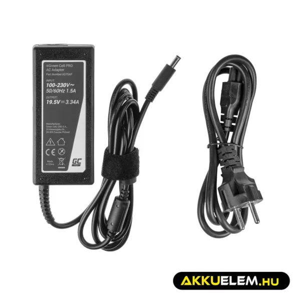 Utángyártott PRO laptop adapter töltő / AC Adapter 19.5V 3.34A 65W Dell Inspiron 15 3543 3558 3559 5552 5558 5559 5568 17 5758 5759 - GreenCell
