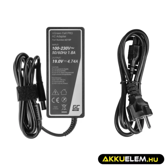 Utángyártott PRO laptop adapter töltő / AC Adapter HP Envy Pavilion DV4 DV5 DV6 Compaq CQ61 CQ62 19V 4.74A - GreenCell