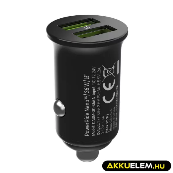 Greencell autós töltő 36W PowerRide Nano36 mit 2x USB-A Ultra Charge - GreenCell