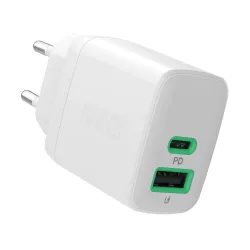  Greencell PowerSource Duo30 töltő USB/USB-C Fehér Power Adapter 30W Power Delivery - GreenCell