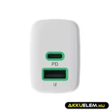 Greencell PowerSource Duo30 töltő USB/USB-C Fehér Power Adapter 30W Power Delivery - GreenCell