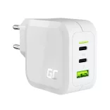 Greencell Fehér 65W GaN PowerGan mains töltő Laptop MacBook Phone Tablet Nintendo Switch 2x USB-C 1x - GreenCell