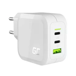   Greencell Fehér 65W GaN PowerGan mains töltő Laptop MacBook Phone Tablet Nintendo Switch 2x USB-C 1x - GreenCell