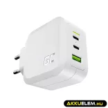 Greencell Fehér 65W GaN PowerGan mains töltő Laptop MacBook Phone Tablet Nintendo Switch 2x USB-C 1x - GreenCell