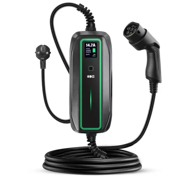 Greencell EV töltőkábel 3.6kW Schuko Type 2 mobile töltő elektromos autókhoz plug-in hybridekhez - GreenCell