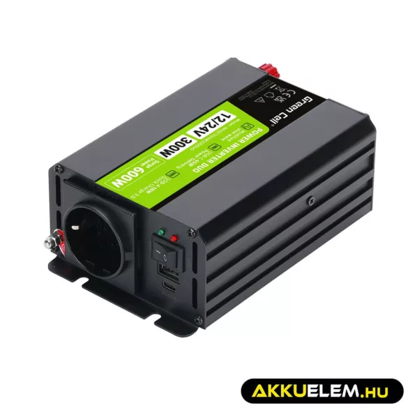 GreenCell Inverter 12V / 24V 230V 300W/600W DUO Módosított szinuszhullámú - GreenCell
