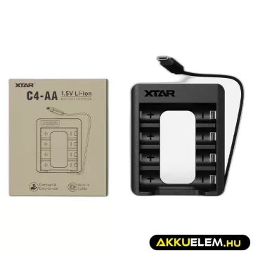 XTAR C4 1,5V Li-Ion akkutölto USB-C kábellel  - CSAK AA