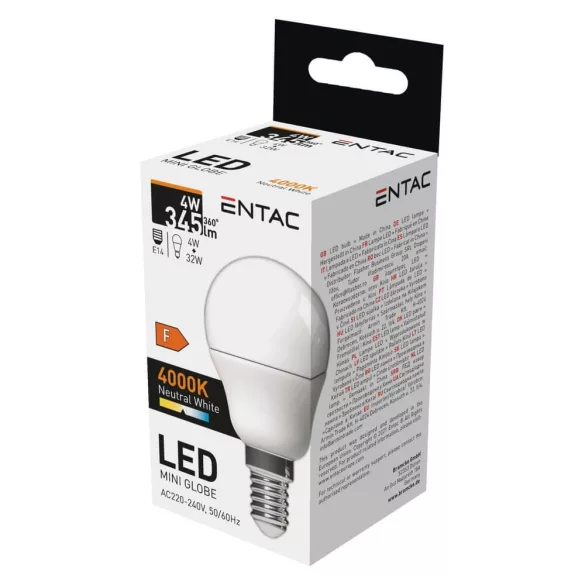 Entac LED Mini Globe E14 4W NW 4000K