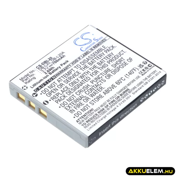 Utángyártott Sanyo Kamera Li-ion akkumulátor 3.7V 700mAh DB-L20, DB-L20A DB-L20, DB-L20A - CameronSino