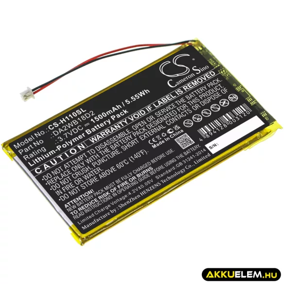 Utángyártott iRiver Médialejátszó Li-Polymer akkumulátor 3.7V 1500mAh DA2WB18D2 DA2WB18D2 - CameronSino