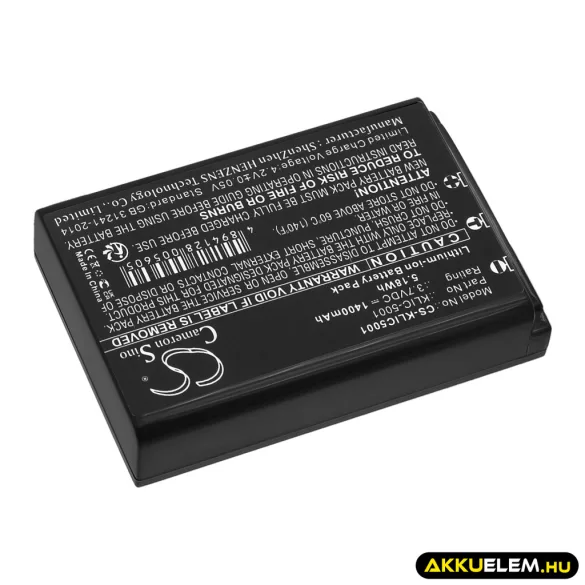Utángyártott Kodak Kamera Li-ion akkumulátor 3.7V 1400mAh KLIC-5001, 1054062 KLIC-5001, 1054062 - CameronSino