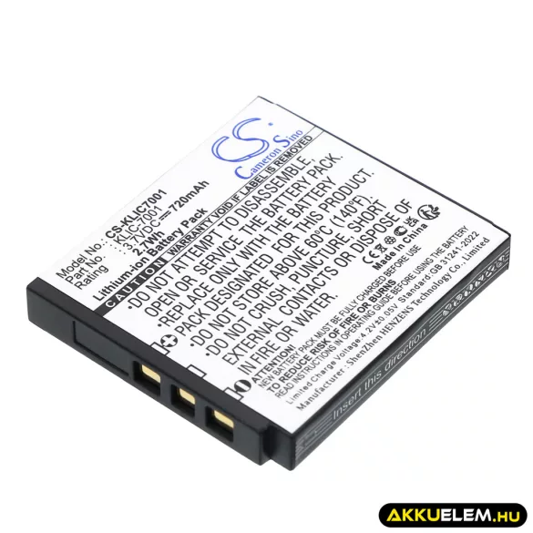 Utángyártott Kodak Kamera Li-ion akkumulátor 3.7V 720mAh KLIC-7001 KLIC-7001 - CameronSino