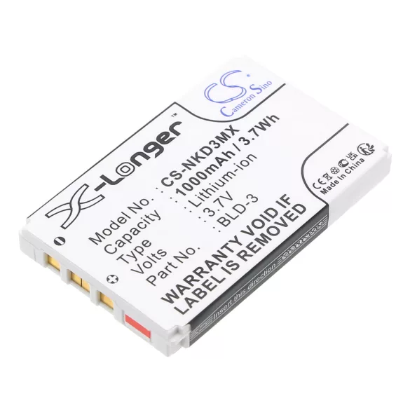 Utángyártott Nokia mobil Li-ion akkumulátor 3.7V 1000mAh BLD-3 BLD-3 - CameronSino
