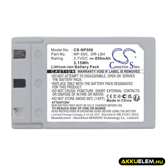 Utángyártott Minolta Kamera Li-ion akkumulátor 3.7V 850mAh NP-500, NP-600 NP-500, NP-600 - CameronSino