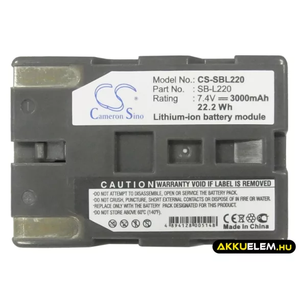 Utángyártott Samsung Kamera Li-ion akkumulátor 7.4V 3000mAh SB-L220, SB-L110, SB-LS70AB SB-L220, SB-L110 - CameronSino