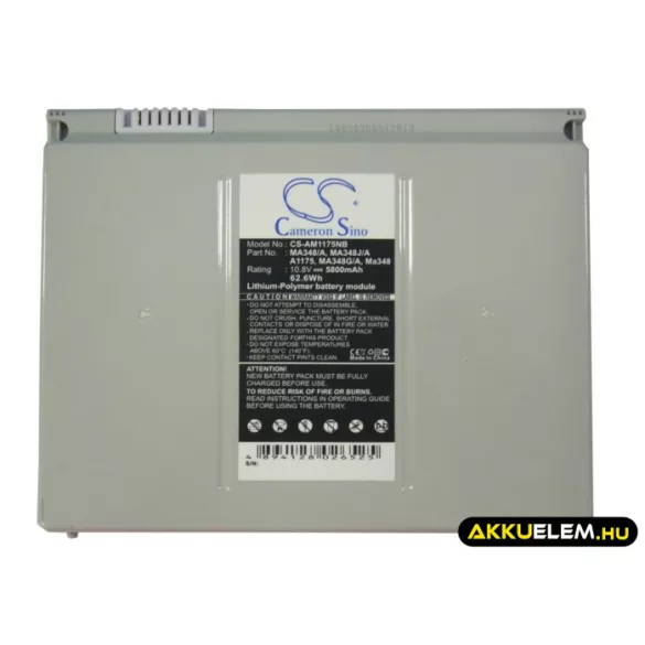 Utángyártott Apple laptop Li-Polymer akkumulátor 10.8V 5800mAh MA348/A, MA348J/A, A1175 MA348/A, MA348J/A - CameronSino