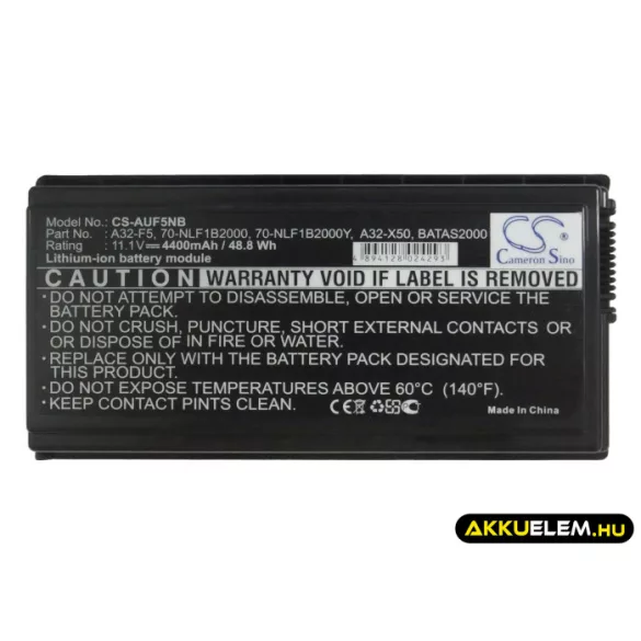 Utángyártott Asus laptop Li-ion akkumulátor 11.1V 4400mAh A32-F5, 70-NLF1B2000, 70-NLF1B2000Y A32-F5, 70-NLF1B2000 - CameronSino