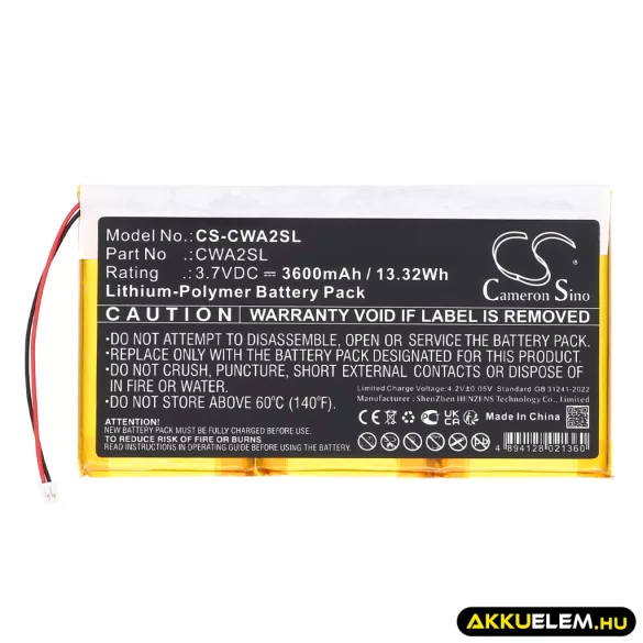 Utángyártott Cowon Médialejátszó Li-Polymer akkumulátor 3.7V 3600mAh - CameronSino