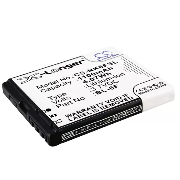Utángyártott Nokia mobil Li-ion akkumulátor 3.7V 1100mAh BL-6F BL-6F - CameronSino