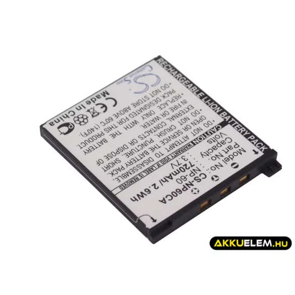 Utángyártott Casio Kamera Li-ion akkumulátor 3.7V 720mAh NP-60 NP-60 - CameronSino