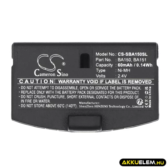 Utángyártott Sennheiser Vezeték nélküli fejhallgató Ni-MH akkumulátor 2.4V 60mAh BA150, BA151, WEST-BA151 BA150, BA151 - CameronSino