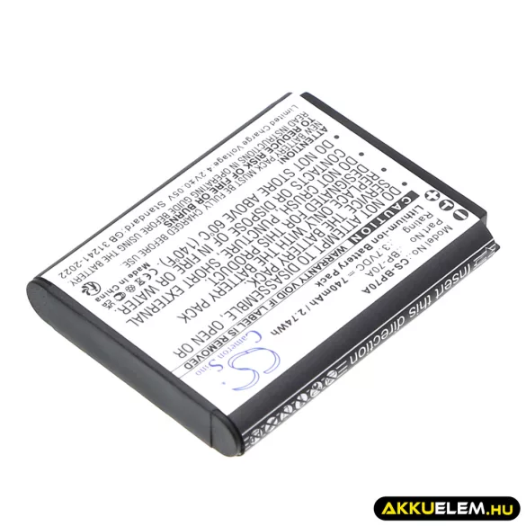 Utángyártott Samsung Kamera Li-ion akkumulátor 3.7V 740mAh BP-70A, EA-BP70A, BP-70EP BP-70A, EA-BP70A - CameronSino