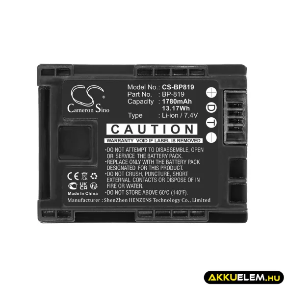 Utángyártott Canon Kamera Li-ion akkumulátor 7.4V 1780mAh BP-819 BP-819 - CameronSino